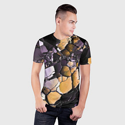 Футболка спортивная мужская Чёрно-жёлтый камень, цвет: 3D-принт — фото 2