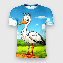 Мужская спорт-футболка Аист в поле