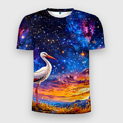 Мужская спорт-футболка Аист и космос