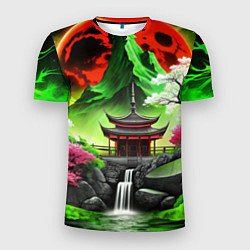 Мужская спорт-футболка Водопад японии и природа