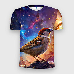 Мужская спорт-футболка Воробей в космосе