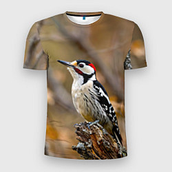 Мужская спорт-футболка Дятел в лесу