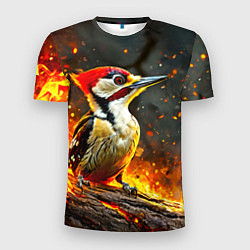 Мужская спорт-футболка Дятел в огне