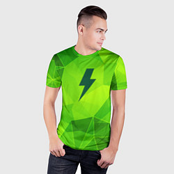 Футболка спортивная мужская AC DC green poly, цвет: 3D-принт — фото 2