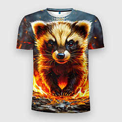 Мужская спорт-футболка Енот в огне