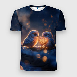 Футболка спортивная мужская Милые влюбленные совушки, цвет: 3D-принт