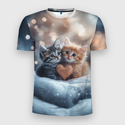Мужская спорт-футболка Влюбленные котята с сердечком
