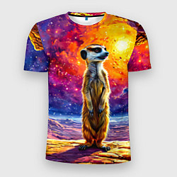 Мужская спорт-футболка Сурикат и космическое небо