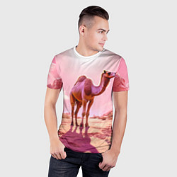 Футболка спортивная мужская Верблюд в розовой пустыне, цвет: 3D-принт — фото 2