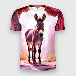 Мужская спорт-футболка Осел в розовом свете