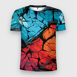 Футболка спортивная мужская Красно-голубая разбитая текстура, цвет: 3D-принт