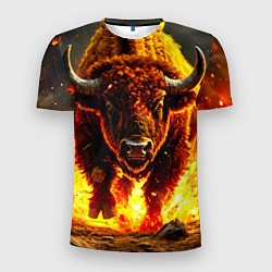 Мужская спорт-футболка Буйвол в огне