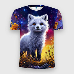 Мужская спорт-футболка Песец в звездную ночь