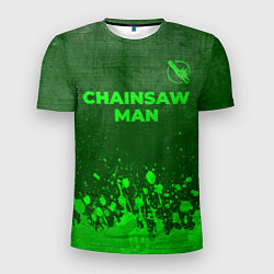 Футболка спортивная мужская Chainsaw Man - green gradient посередине, цвет: 3D-принт