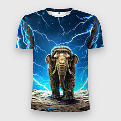 Мужская спорт-футболка Мамонт и разряды молний