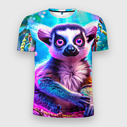 Мужская спорт-футболка Лемур в сказочном лесу