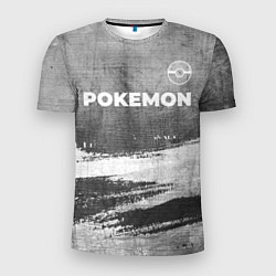 Мужская спорт-футболка Pokemon - grey gradient посередине