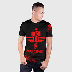Футболка спортивная мужская Manowar - red gradient, цвет: 3D-принт — фото 2