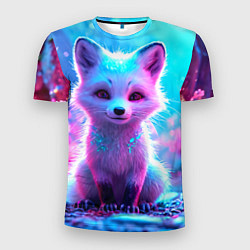 Мужская спорт-футболка Песец в неоновом свете