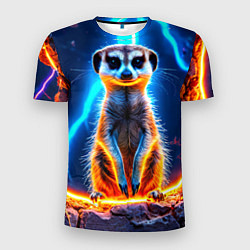 Мужская спорт-футболка Сурикат и удар молнии