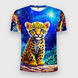 Мужская спорт-футболка Ягуар в звездную ночь