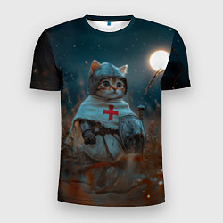 Футболка спортивная мужская Котенок рыцарь, цвет: 3D-принт