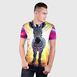 Футболка спортивная мужская Зебра в ярких лучах, цвет: 3D-принт — фото 2