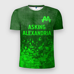 Мужская спорт-футболка Asking Alexandria - green gradient посередине