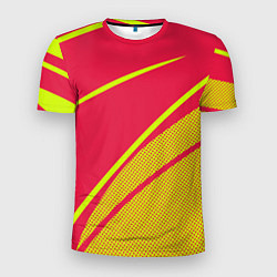 Мужская спорт-футболка Красно-розовый с салатовым точечный