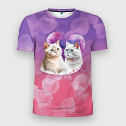 Футболка спортивная мужская Кошачья влюбленность, цвет: 3D-принт