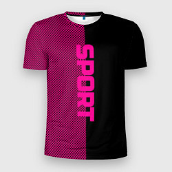 Мужская спорт-футболка Sport чёрно-розовый пополам