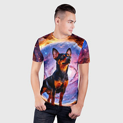 Футболка спортивная мужская Пинчер в космосе, цвет: 3D-принт — фото 2