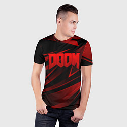 Футболка спортивная мужская Doom - красная абстракция, цвет: 3D-принт — фото 2