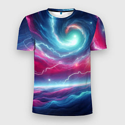 Футболка спортивная мужская Spiral neon galaxy - ai art fantasy, цвет: 3D-принт