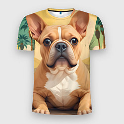 Мужская спорт-футболка Бульдог и пальмы