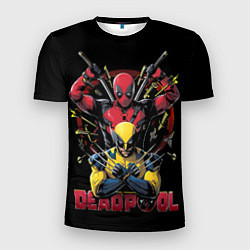 Мужская спорт-футболка Дэдпул и Россомаха в позе