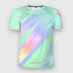 Футболка спортивная мужская Светлый зелёный мятный с полосами градиент, цвет: 3D-принт
