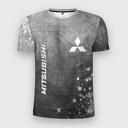 Мужская спорт-футболка Mitsubishi - grey gradient вертикально