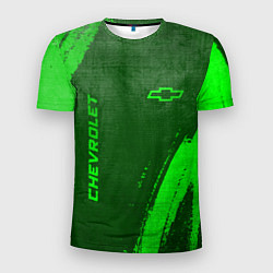 Мужская спорт-футболка Chevrolet - green gradient вертикально