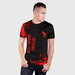 Футболка спортивная мужская Hollywood Undead - red gradient вертикально, цвет: 3D-принт — фото 2