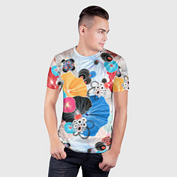 Футболка спортивная мужская Цветы - абстрактные узоры, цвет: 3D-принт — фото 2