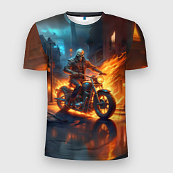 Мужская спорт-футболка Скелет байкер