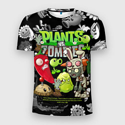 Мужская спорт-футболка Растения против зомби персонажи
