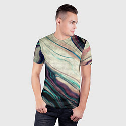 Футболка спортивная мужская Абстракция тёмные краски с текстурой, цвет: 3D-принт — фото 2