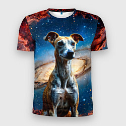 Футболка спортивная мужская Уиппет в космосе, цвет: 3D-принт