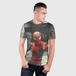 Футболка спортивная мужская Человек паук предупреждает, цвет: 3D-принт — фото 2