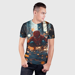 Футболка спортивная мужская Человек паук и золотая пыльца, цвет: 3D-принт — фото 2