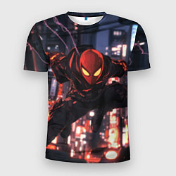 Мужская спорт-футболка Человек паук в черном