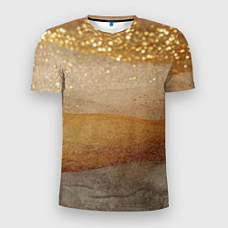 Футболка спортивная мужская Бежевые блестяшки текстура, цвет: 3D-принт