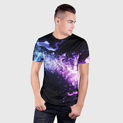 Футболка спортивная мужская Фиолетово-синяя абстрактная волна, цвет: 3D-принт — фото 2